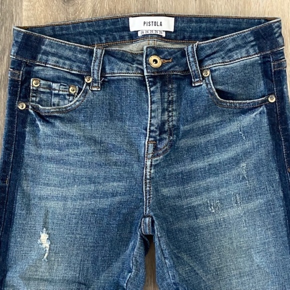 PISTOLA Audrey Sidestripe Distressed Raw Hem Jeans - Picture 5 of 11